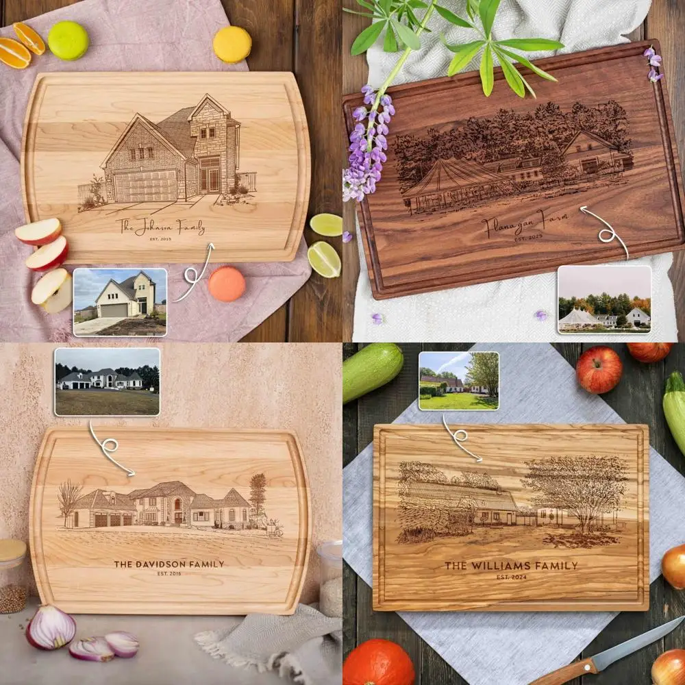 

Разделочная доска в форме дома с индивидуальной гравировкой — персонализированная доска с именем семьи для подарков в реэлторе или новоселье