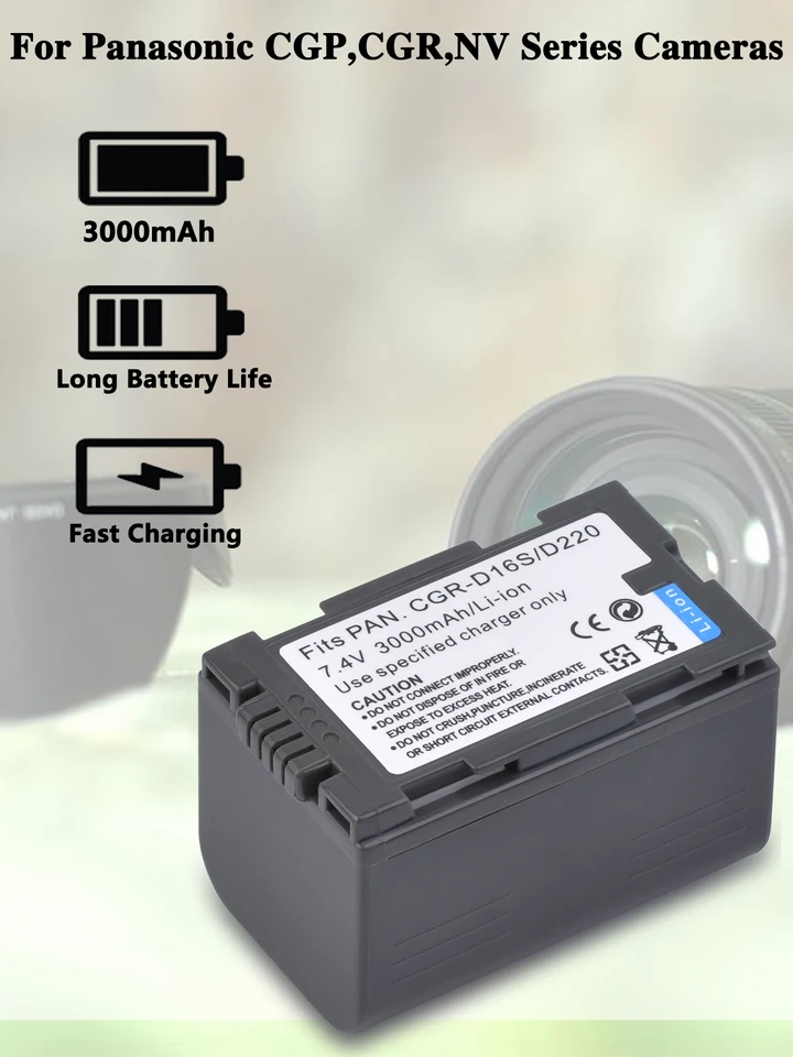 Batterie De Rechange Haute Capacité 1800mAh 7.2V Pour Caméscope Panasonic CGP-D110, CGP-D120, CGR-D08, CGR-D120 Et Compatibles – Qualité Premium Sans Effet Mémoire
