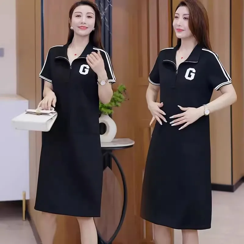 

Small Casual Dress Women's Summer Wear New Belly Covering Fashion Women's Wear Mid-Length Loose Slimming Dress