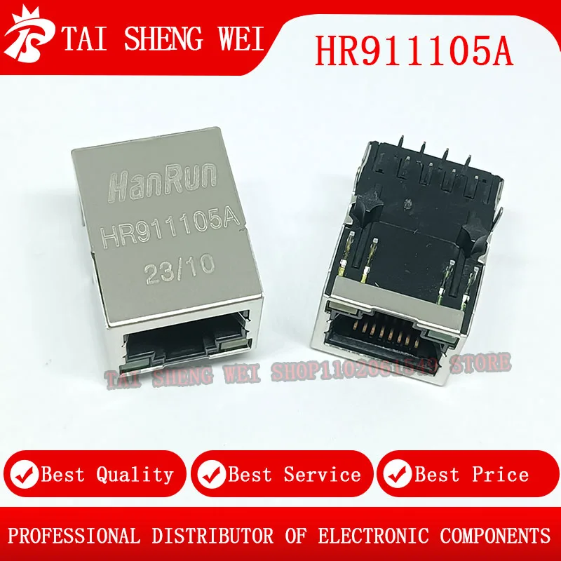 5pcs HR911105A HR911105 Single Port RJ45 Connector， 100 Gigabit network port with light, network transformer