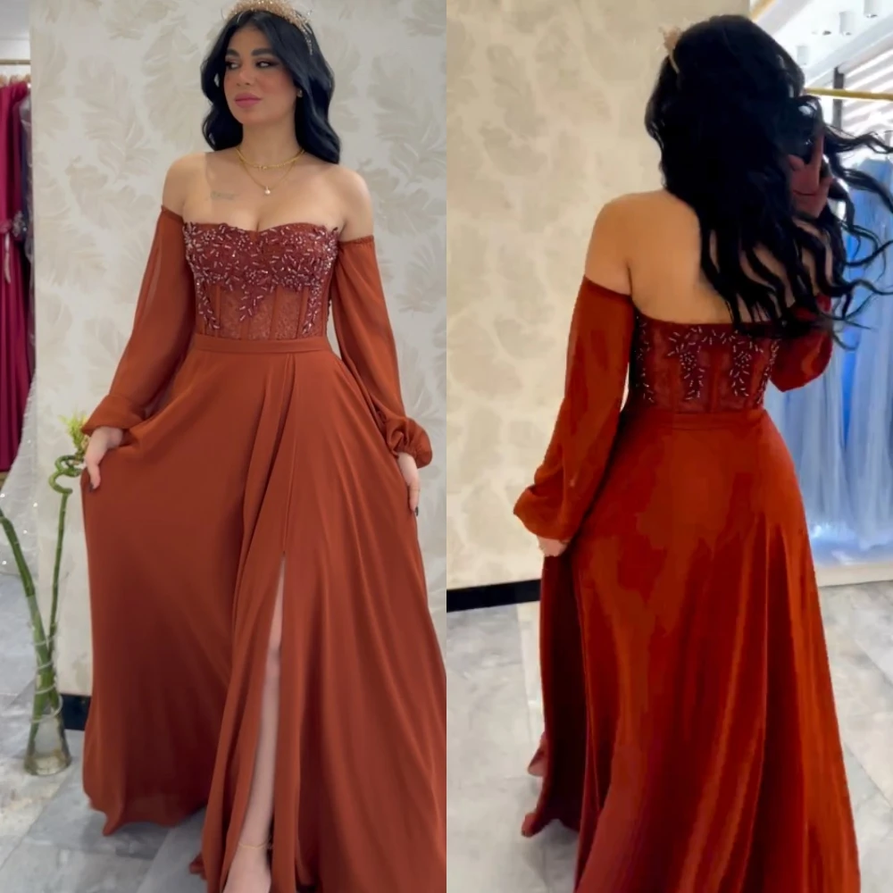 Jersey Draped Beading Prom A-line Off-the-shoulder Bespoke Occasion Gown Long Dresses