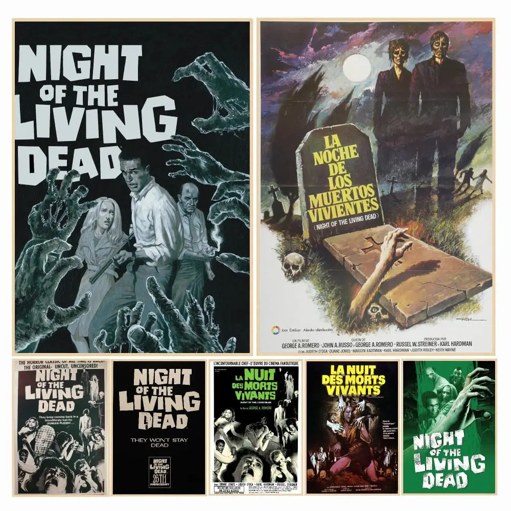 classic movie N-Night of the Living Dead-D Poster Decorative Wall Art Sticker for Cafe Office Bedroom and Living Room