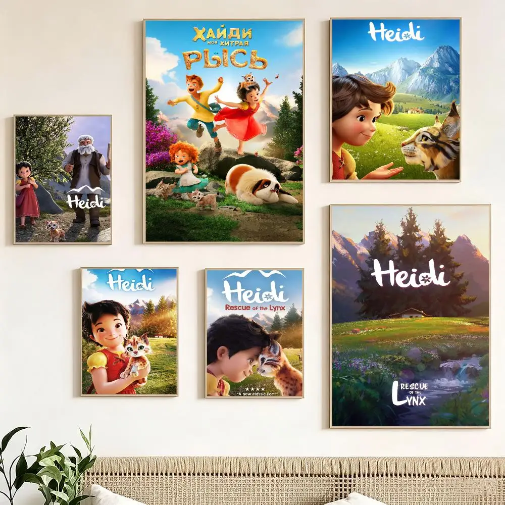 Animated Movie H-Heidi The Rescue of the Lynx Poster impermeable para el hogar sala de estar dormitorio bar decoracion estetica