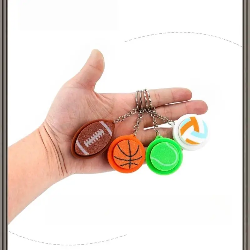 Mini Sports Ball Keychain 1Pcs 3D Printed Football Fidget Toy for Stress Relief Childrens Party Bag Fillers