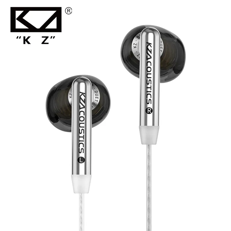 

KZ Duet Quad Core Dual Dynamic Drivers Earphones In Ear Wired Earbuds for Music Gaming HiFi Sound Quality Stereo Headset