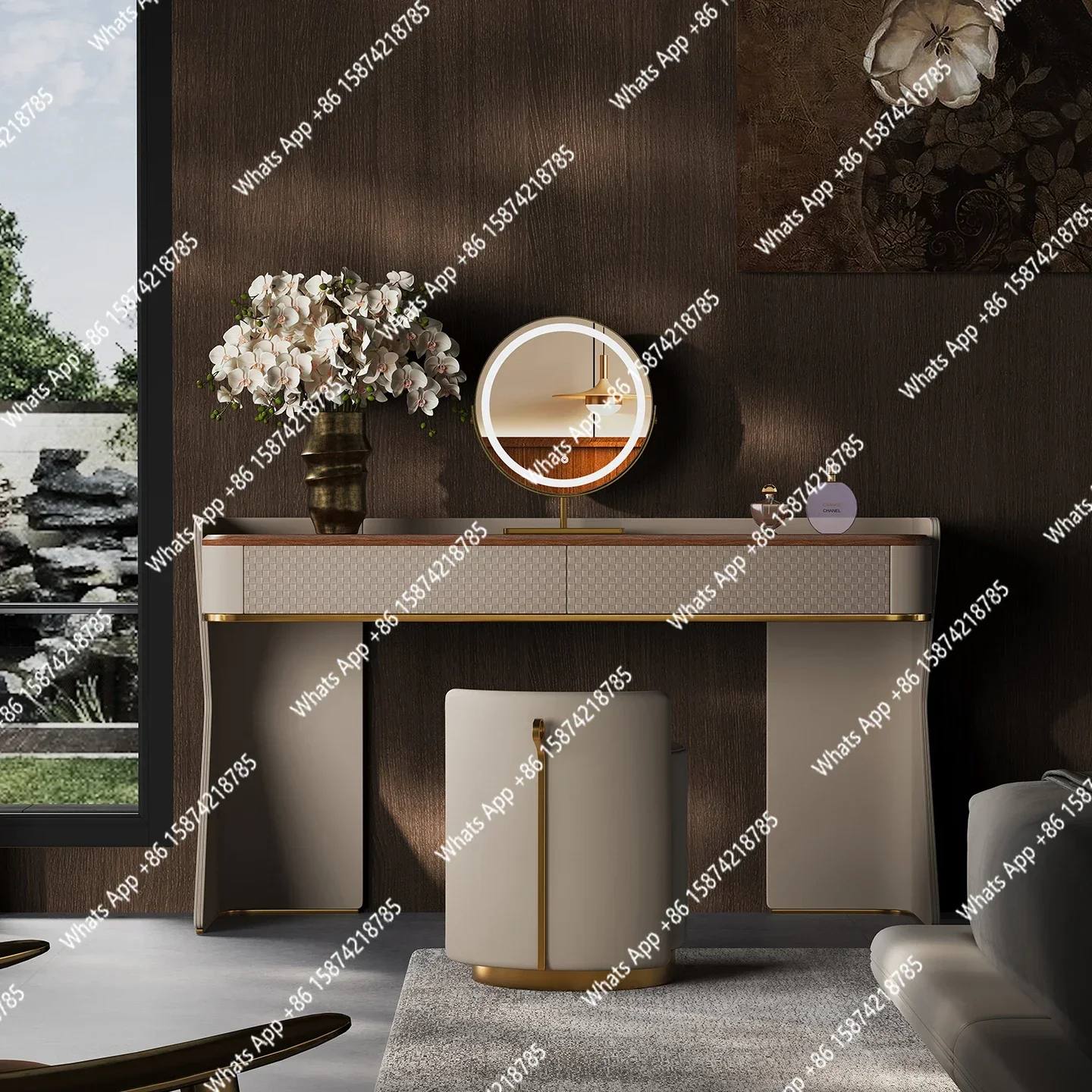 X-S  Light Luxury Dresser Bedroom Designer New Italian Minimalist Walnut Solid Wood High-end Dresser  HG