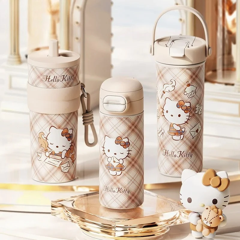 X&W Hello Kitty Insulated Cup 316 Stainless Steel Vacuum Bottle Straw Cup Portable Outdoor Sports Travel Car Camping Ice Cup