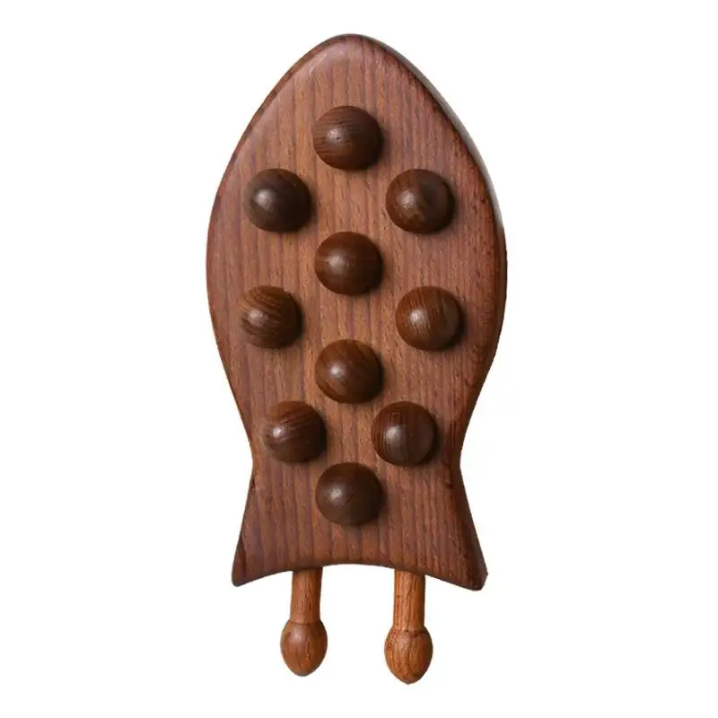 

Carbonized Wood 10 Beads Guasha Massage Brush Meridian Scraping Dredging Body Relaxing Fatigue Relieve Gua Sha Tool