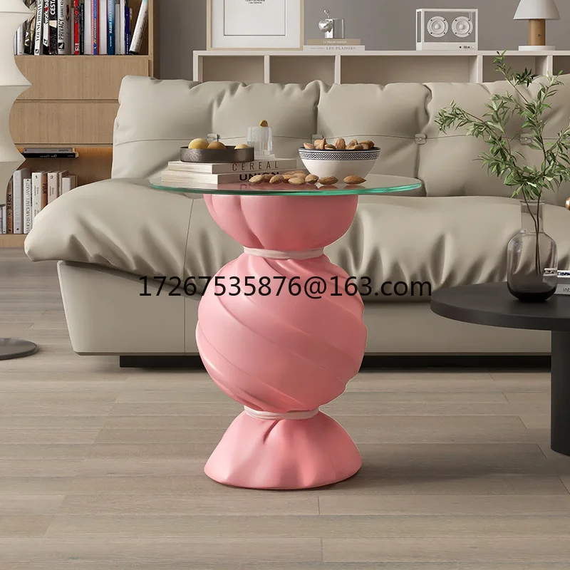 

Creative candy coffee table sofa edge table cute cream wind living room floor ornament glass tray home decoration