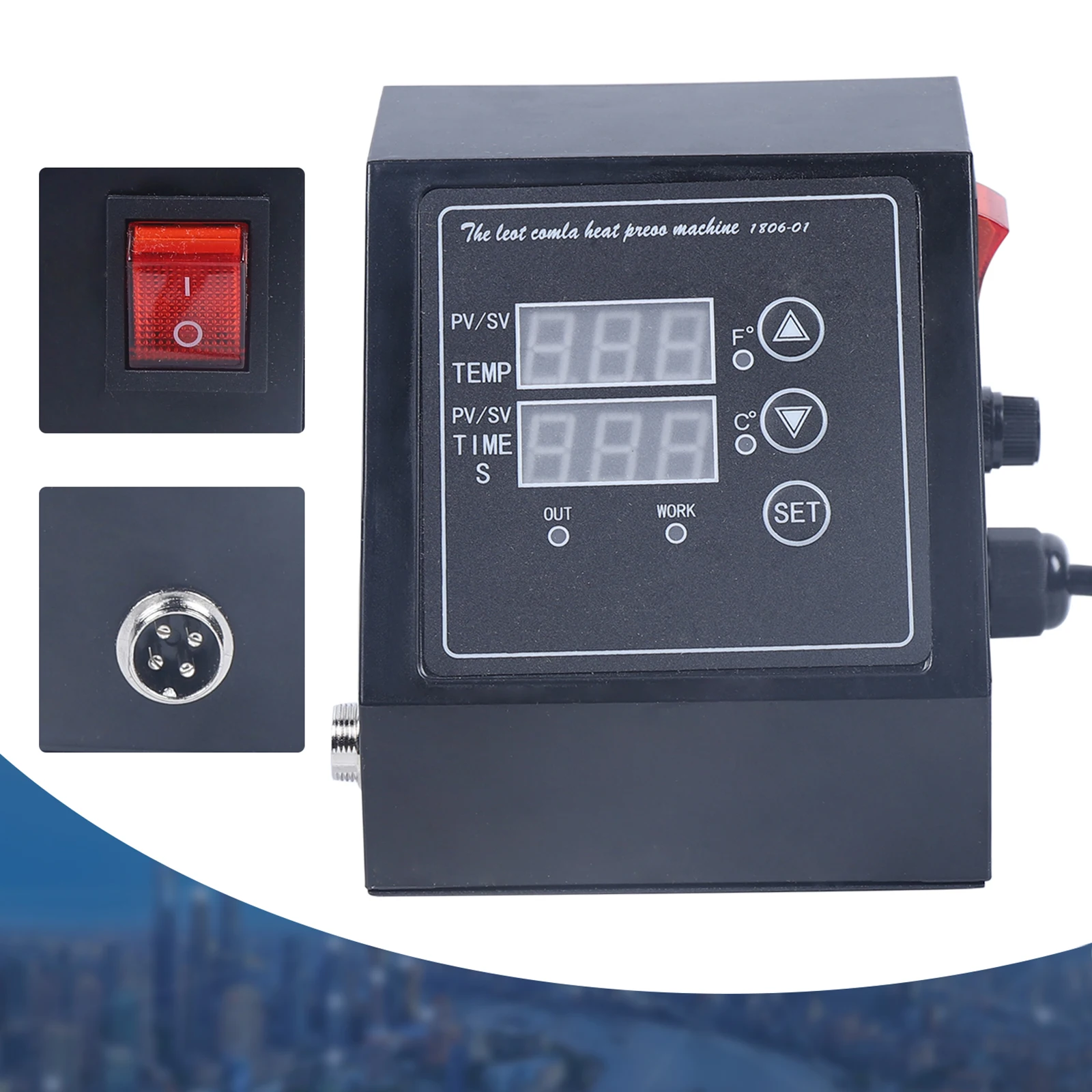 

Heat Press Machine Control Box with LED Display, K-Type 110V Digital Thermostat & Timer for T-Shirt Mug Heat Transfer