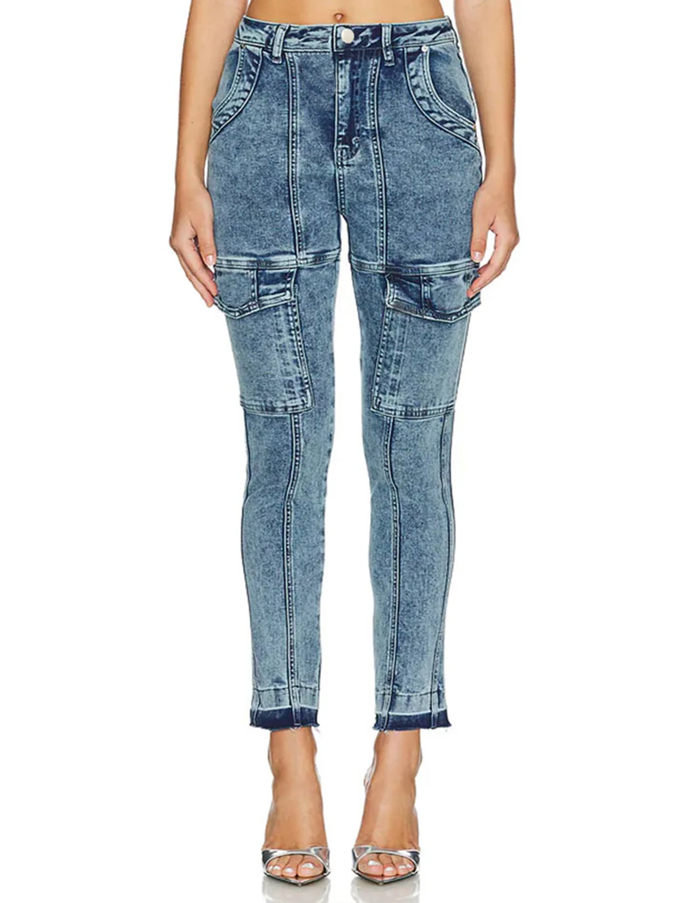 

Fashion snowflake jeans, women's mid-rise jeans, local warehouse new products, clearance promotion styles, slim fit, patchwork,