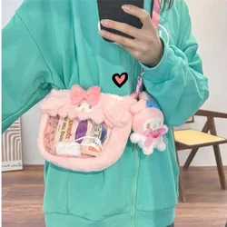 MBTI Melody Shoulder Bag for Women Pink Cartoon Plush Transparent Cute Lolita Jk Ita Bag Doll Kawaii 2024 Fashion Female Handbag