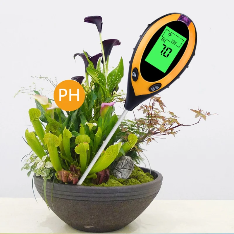 Allsome 2023 Digital 4 in 1 Soil PH Meter Moisture Monitor Temperature Sunlight Tester for Gardening Plants Farming