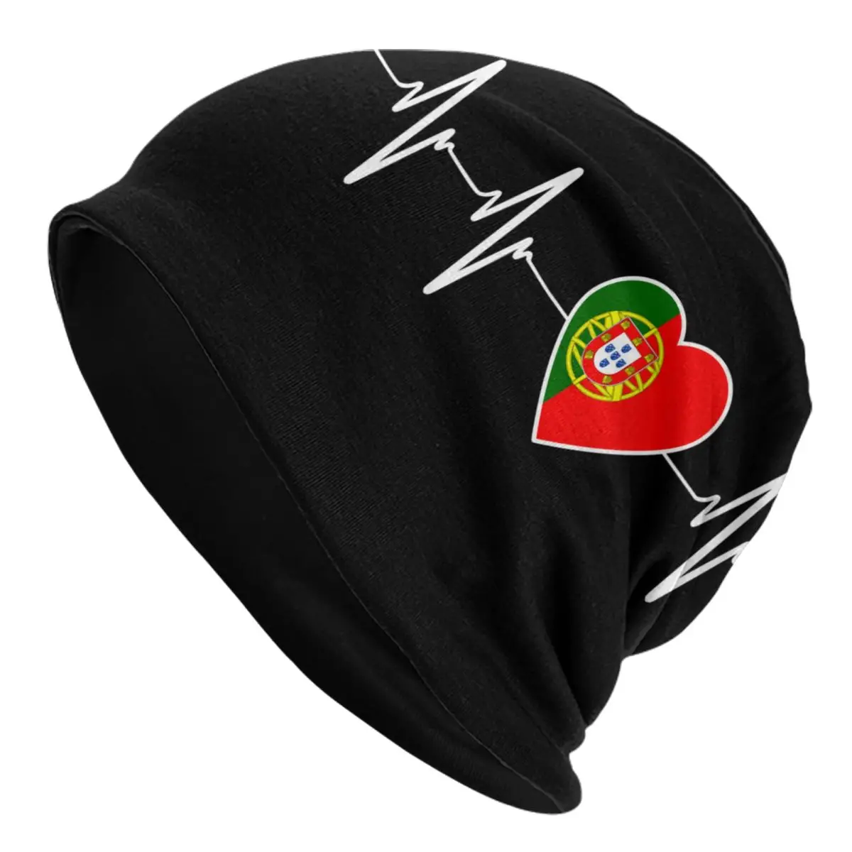 Heartbeat Portugal Country Flag Skullies Beanies Caps Unisex Hip Hop Winter Knit Hat Adult Portuguese Heart Family Bonnet Hats