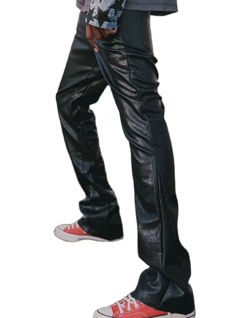 27-46 New 2024 Men Women Clothing GD PU Bell-bottoms Trousers Leather Pants Plus Size Singer Costumes