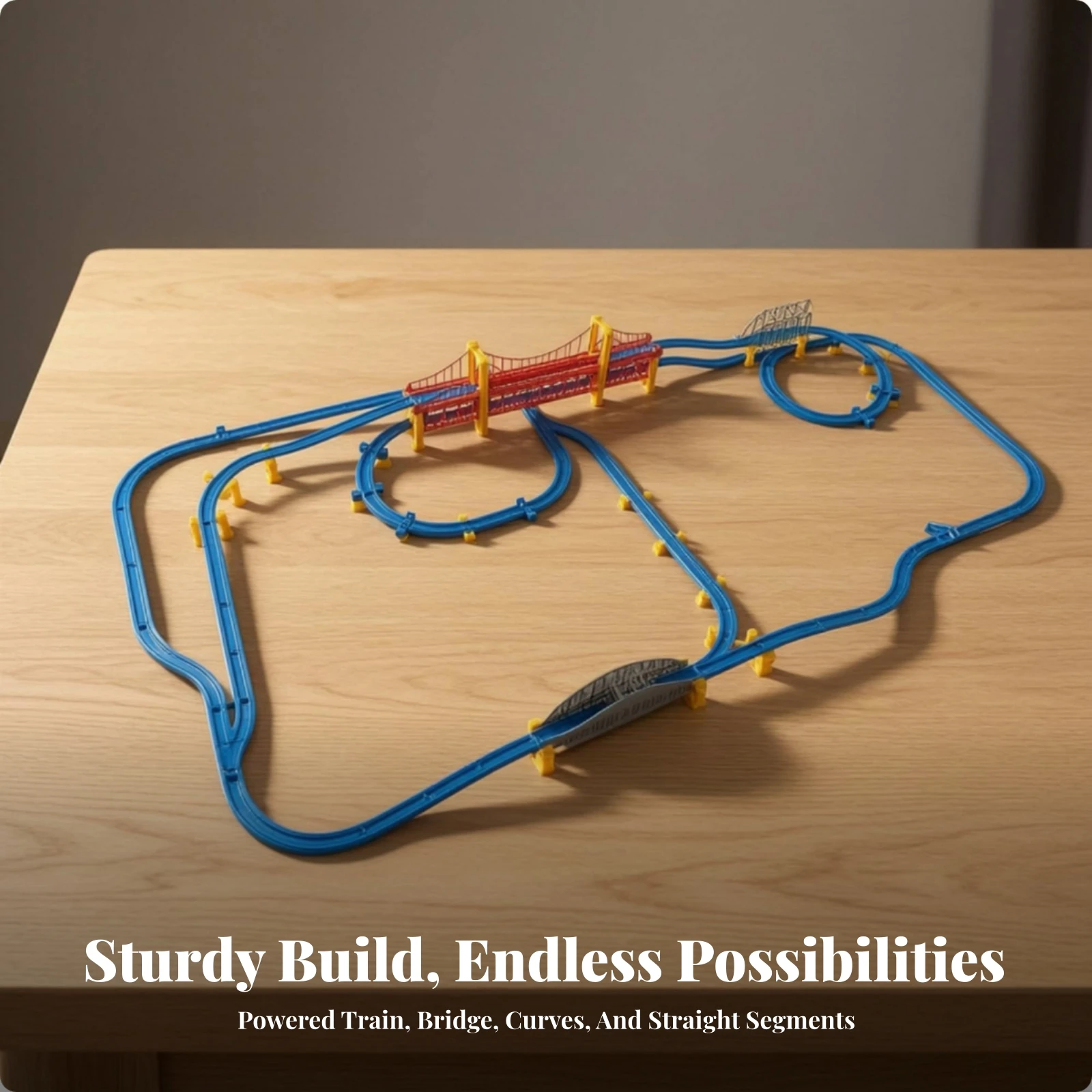 Toy Train Track Set Expandable Track Set with Interlocking Sections Sturdy Non for Children, Playroom, Bedroom
