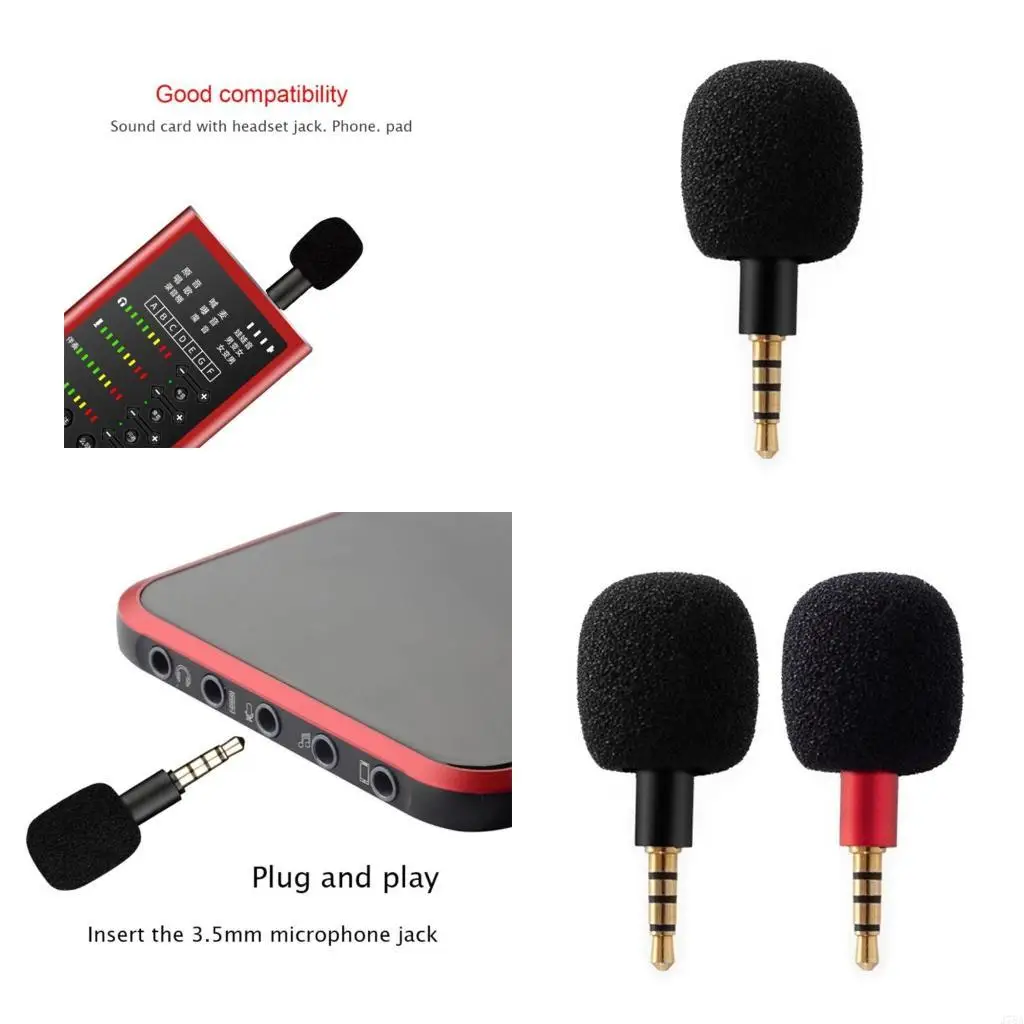 J78A Mini Microphone Portable Small Mic for Smartphone Sound Card Computer Laptop with 3.5mm Wireless Plug and for Play