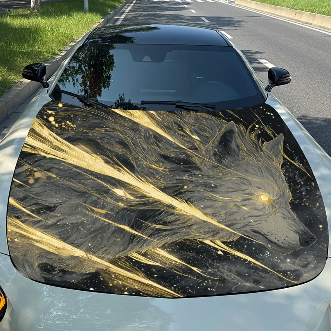 

Abstract Wolf Car Hood Stickers, Truck Stickers, Self-adhesive Long-lasting Car Parts, Suitable For Cars, Truck Hood Decorations