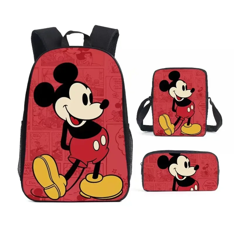 Disney 3pcs Mickey Minnie Mouse Backpacks Students Schoolbags Pencil Case Shoulder Bags Backpack Boys Girls School Bags Sets