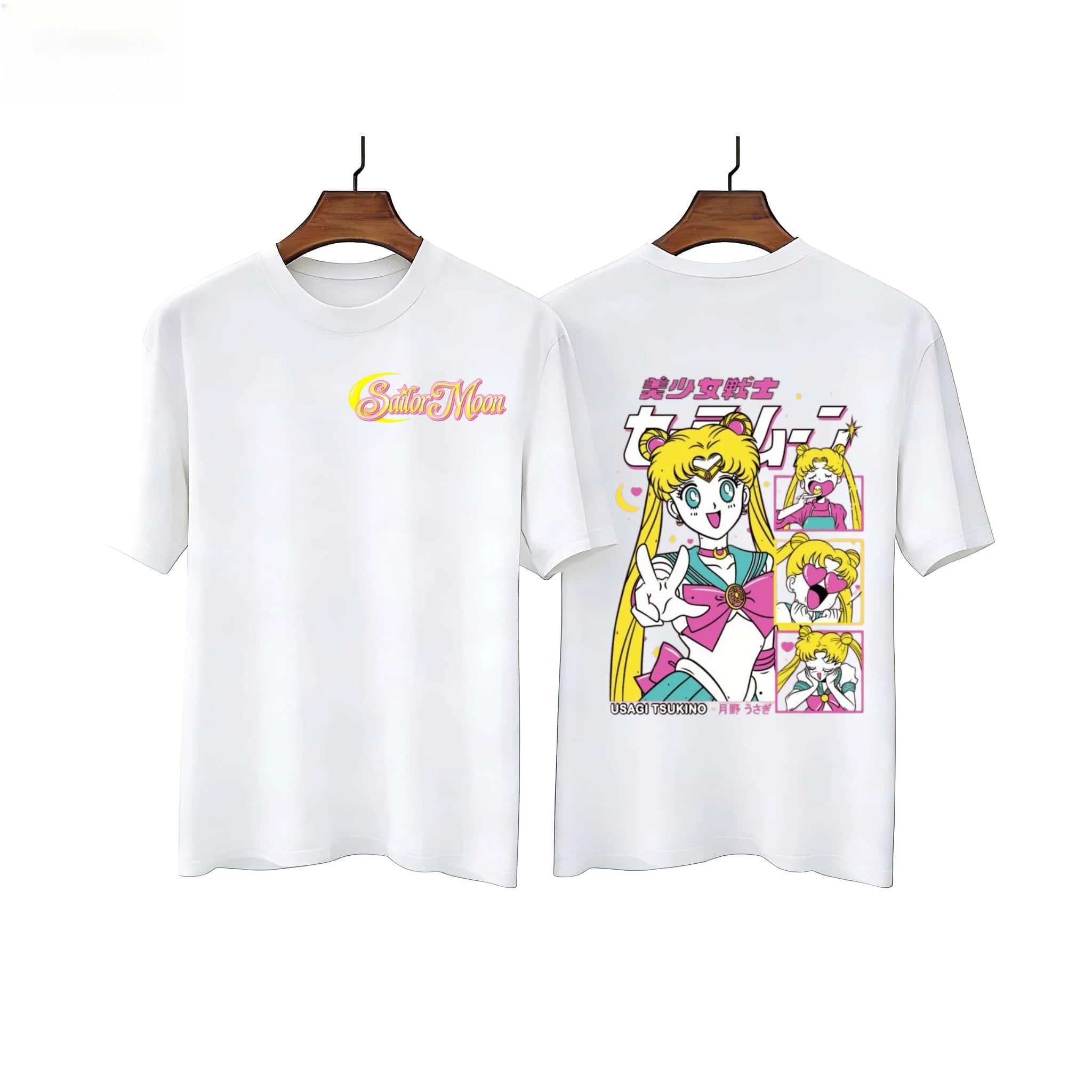 Beautiful Girl Warrior Double Sided Printed Summer New Fashionable Adult/Child Loose Plus Size Cotton Breathable T-shirt