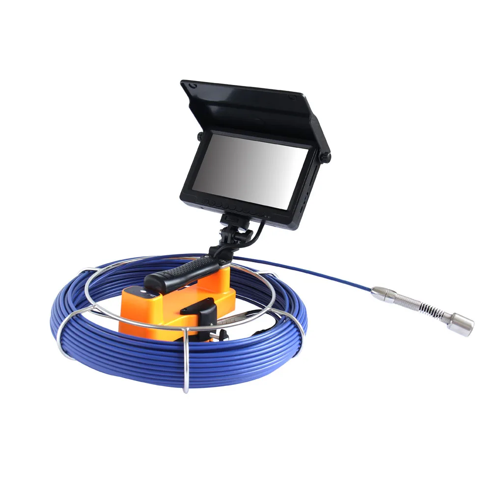 กล้องตรวจสอบท่อแบบแท่งดัน 8 ระดับความสว่าง LED - บันทึกภาพ DVR ในตัว, จอ LCD 7 นิ้ว, กันน้ำระดับ IP68, ตัวนับระยะทาง, มาตรฐาน CE RoHS