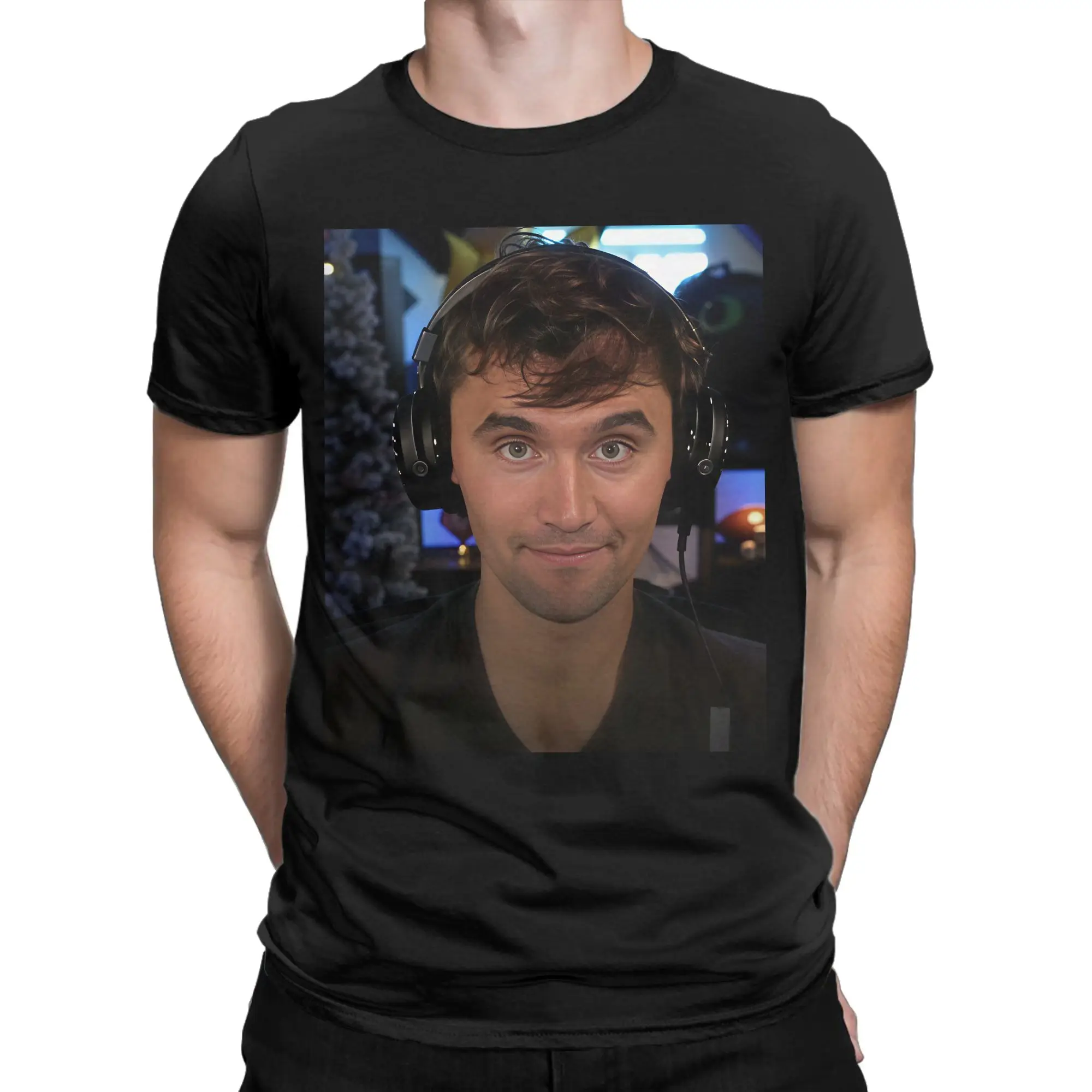 Funny Charlie Kirk Stream Headset T-Shirts for Men Round Collar Cotton T Shirts  Short Sleeve Tees Big Size Tops