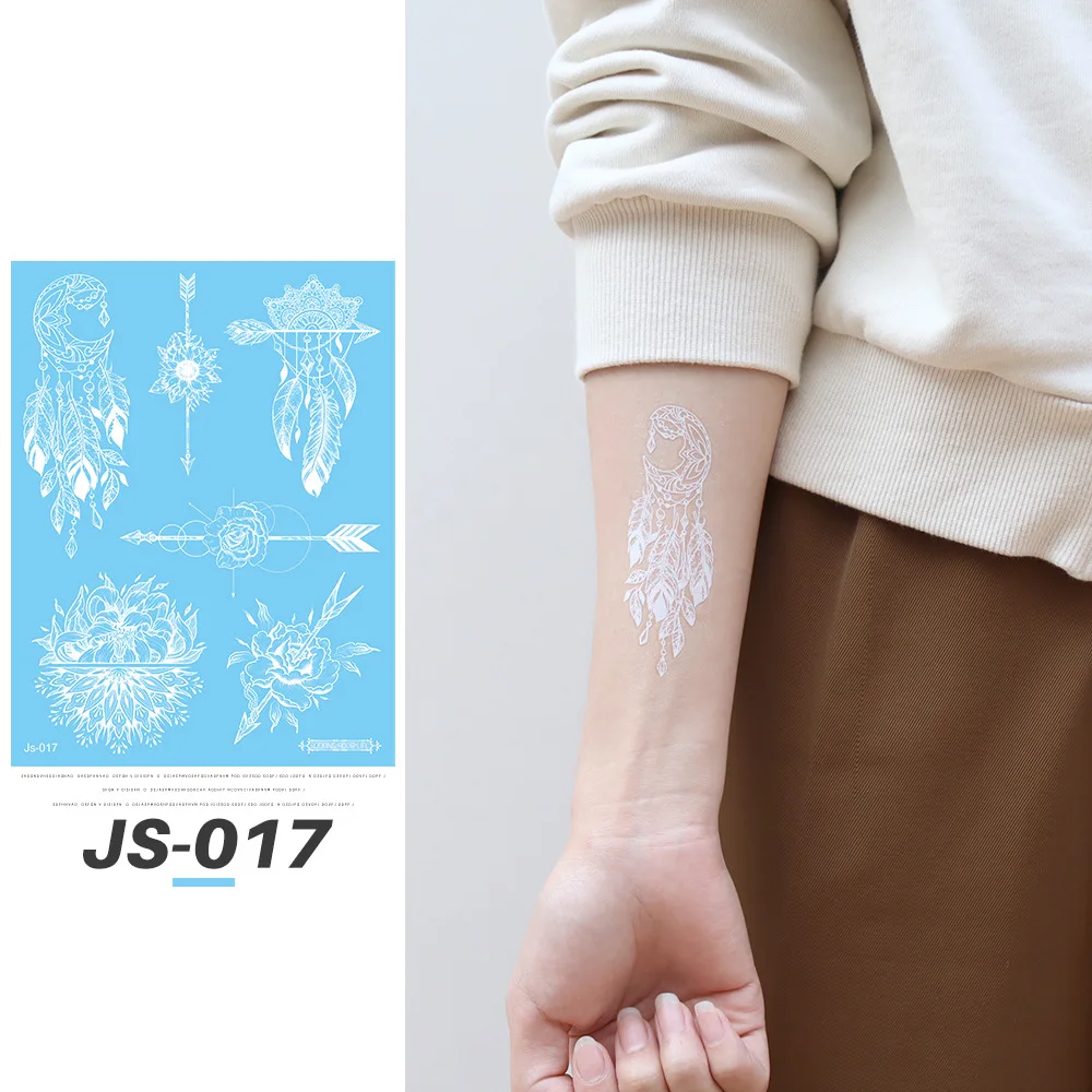 Waterproof Hand White Tattoo Small Fresh Collarbone Face Flower Temporary Tattoo Sticker Size:158x120mm