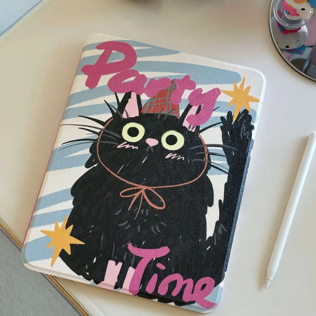 

360 Rotation Protective Case For iPad 10.2 7th 8th 9th Air 1 2 4 5 10th 10.9 Mini 6 Cute Cartoon Cat Cover with Pencil Holder