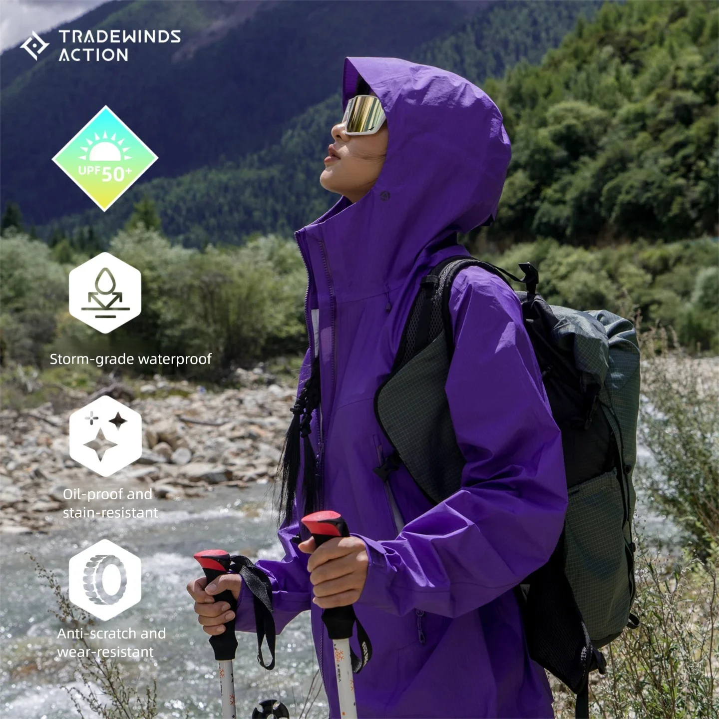 

Nu-June Women's Jacket Outdoor Autumn Windbreaker Climbing Hooded Windproof Men Jackets Sports Hiking Camping Coat