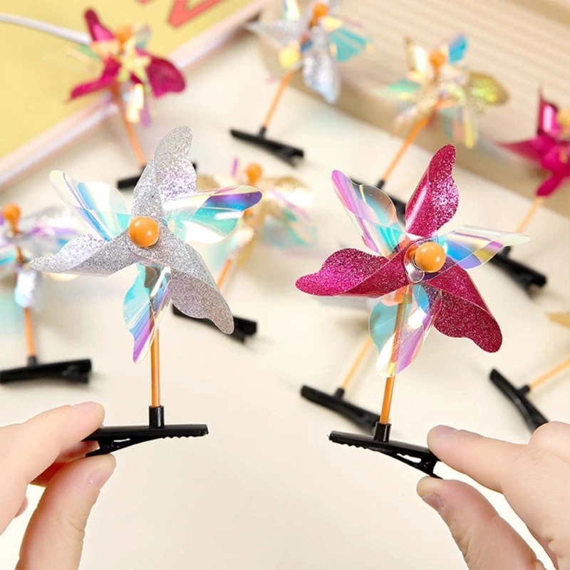 N80C – Barrettes à Clip Pinwheel Y2K, épingle à cheveux pour filles, jolies Barrettes, couvre-chef d'été