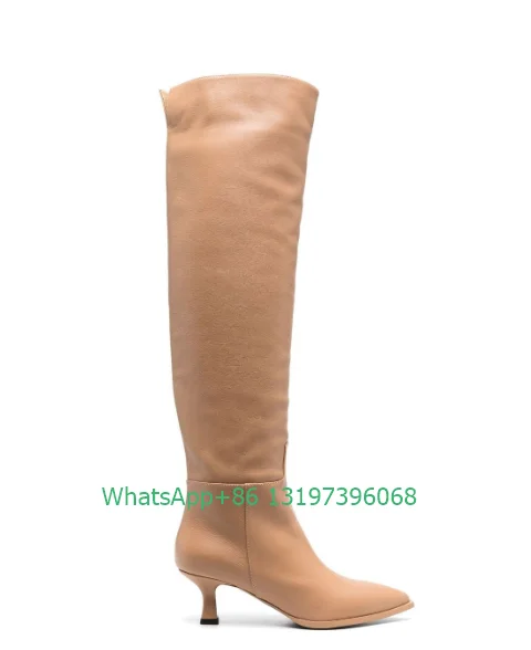 Lady yellow pointed-toe knee-length boots suede sexy kitten low heel boots green PU daily boots bright color footwear size 46