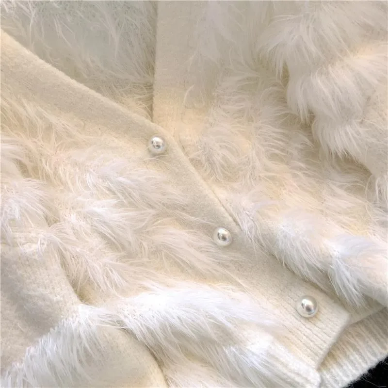 French Small Fragrance Coat Women Imitation Mink Velvet Early Spring 2024 New Gentle Pink Versatile Foreign Style Wool Cardigan