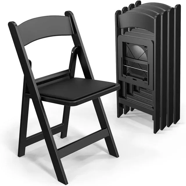 Factory wholesale comfortable seat cushion concert stadium black resin folding chair household simple folding chair