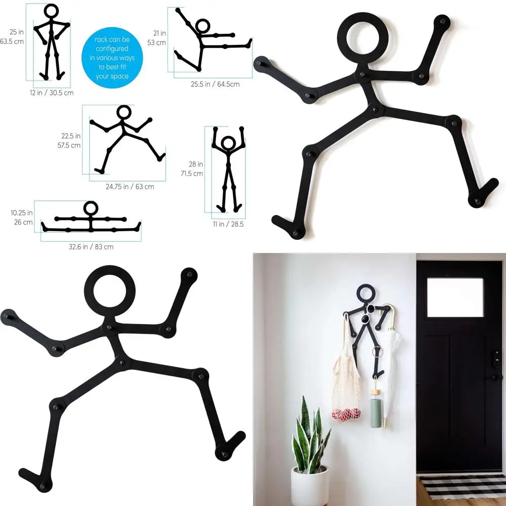 

Customizable Metal Wall Rack: Playful Hanging Hooks for Coats, Hats, Umbrellas, 12x25 inches