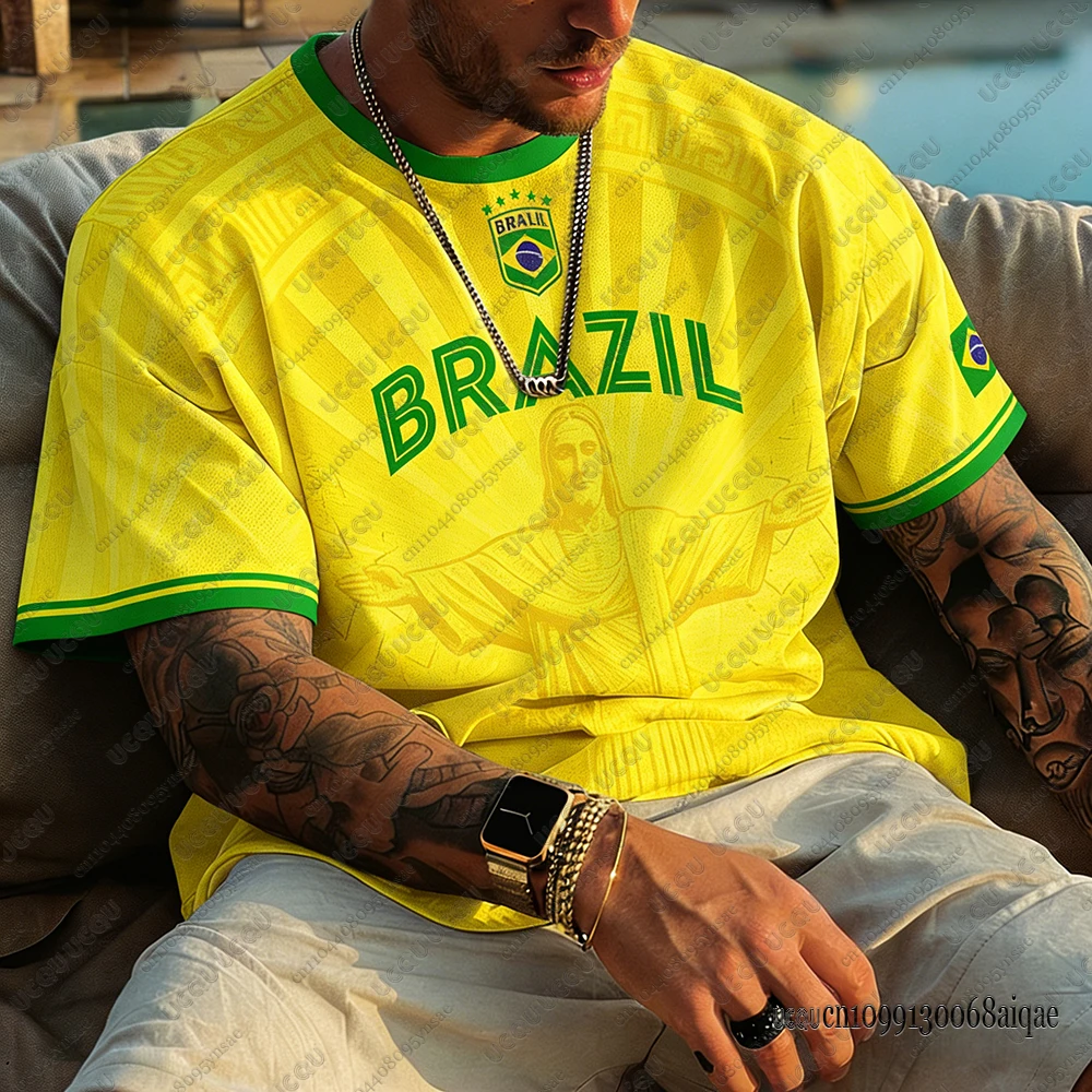 Camisetas de Fútbol de Brasil para Hombre, Verano 2026, Clásicas, Manga Corta, Cuello Redondo, Deportivas, Casuales