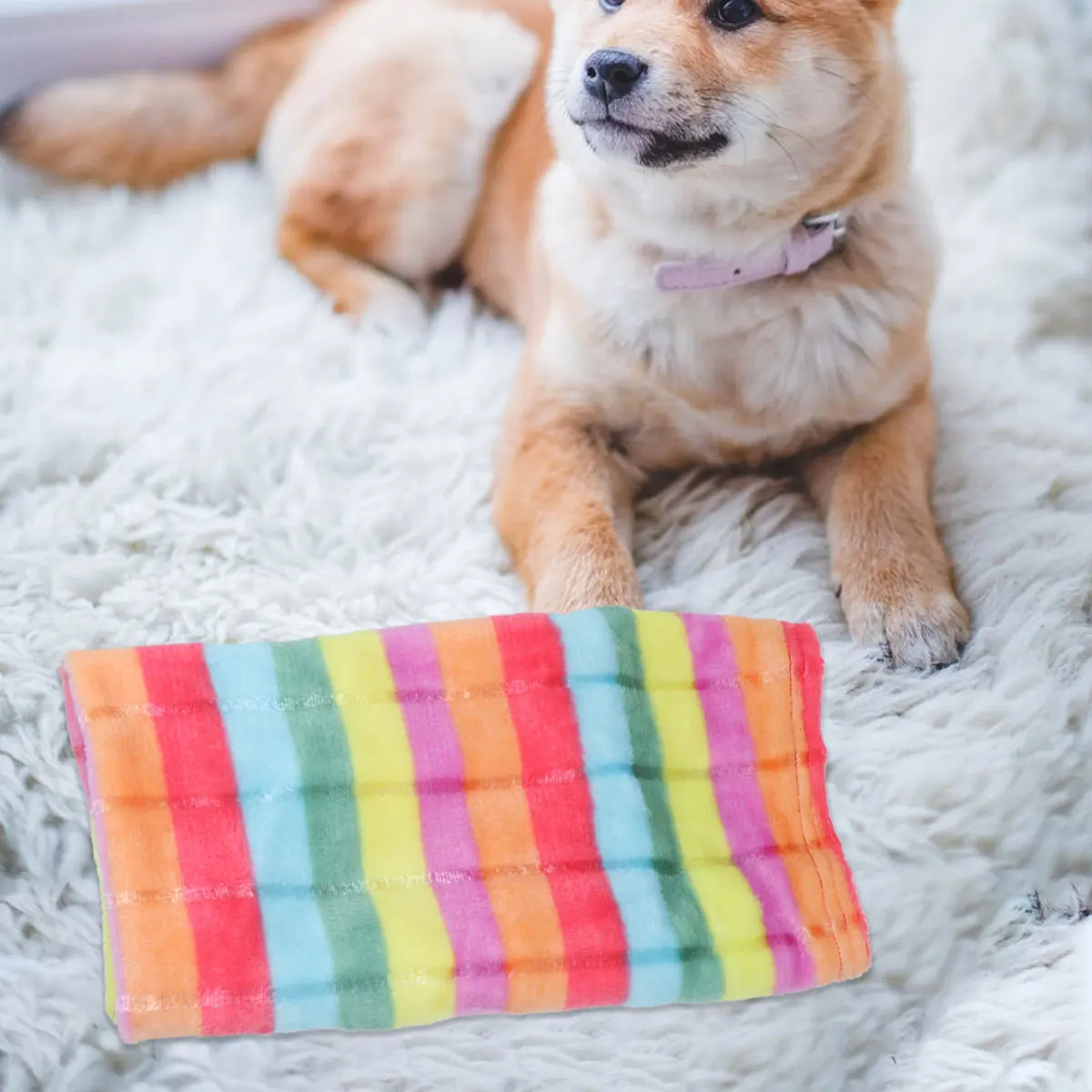 

Warm Flannel Rainbow Design Winter Autumn Sleeping For Dogs Cats Puppies Cozy Bed Cover Pets Blanket Pet Winter