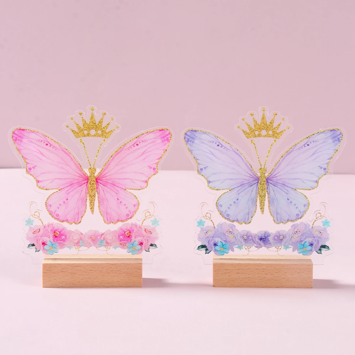 Pink Purple Butterfly Acrylic Ornaments Spring Theme Birthday Party Decor Kids Favors Gifts Pendant Girls Baby Shower Supplies