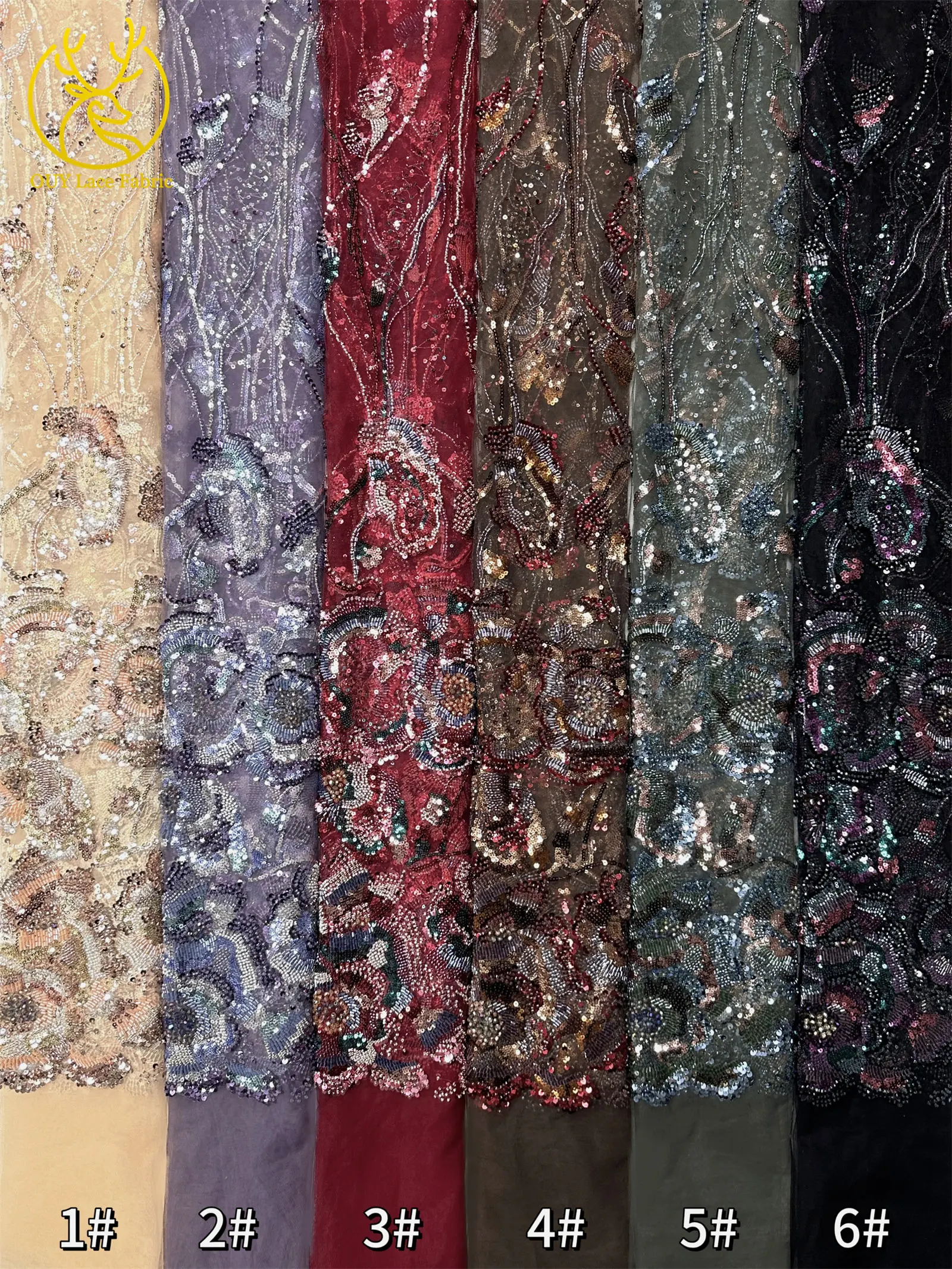 Luxuriöser französisch hergestellter schwerer Perlen-Spitzenstoff 2026 Hochwertiger afrikanischer nigerianischer Pailletten-Spitzenstoff für Hochzeitskleider und Partykleider – Detail 20