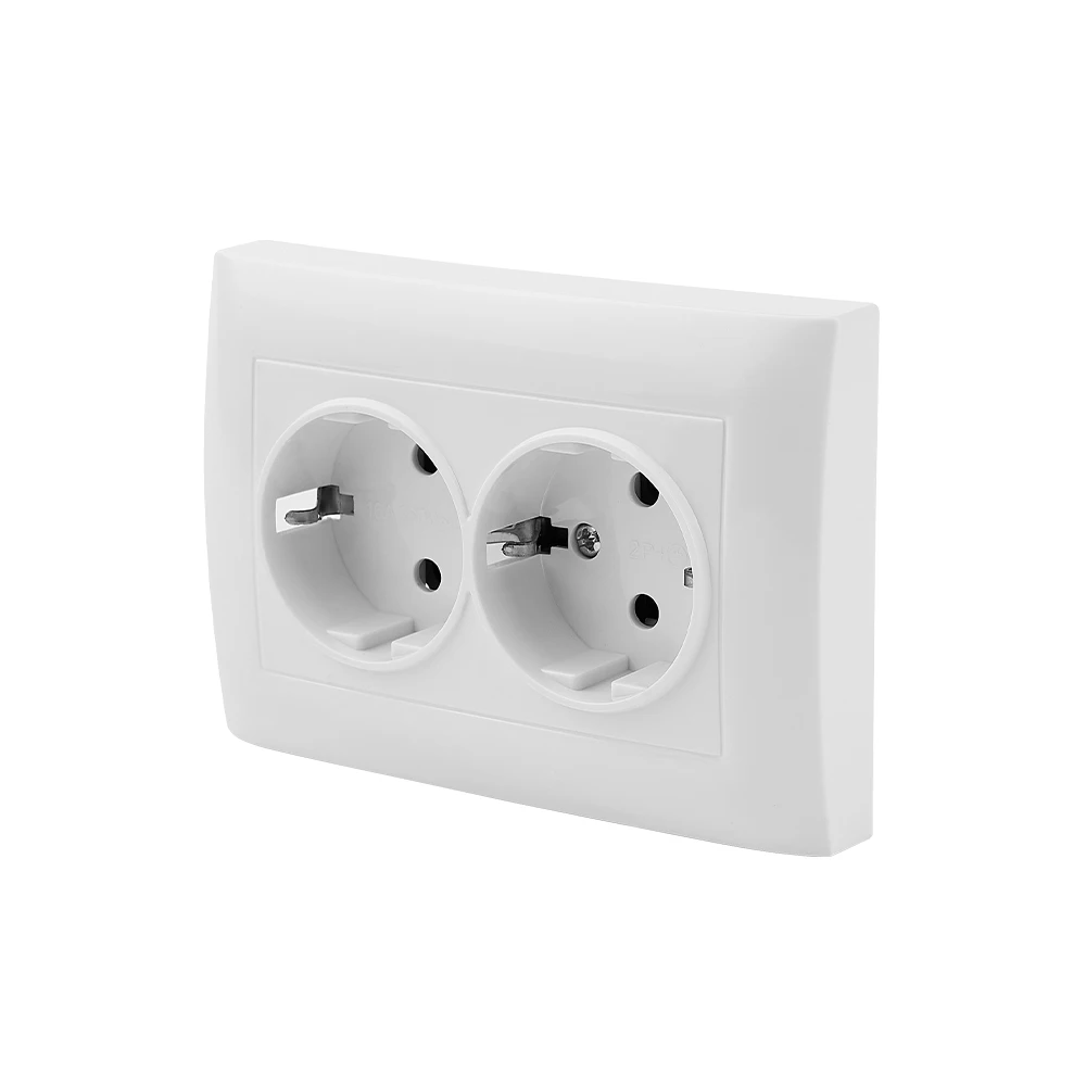 Witte Muur Ingebed AC 250V Vlamvertragend Klassieke Verf Plastic Stopcontacten Met Aarde Stopcontacten Stekkers Stopcontact 250V