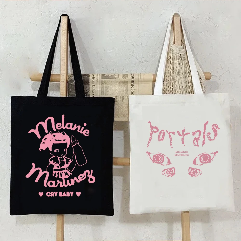 

Холщовая большая сумка Melanie Martinez Y2K Aesthetics, женская сумка на плечо, музыкальная сумка для покупок певицы, сумка Melanie Martinez