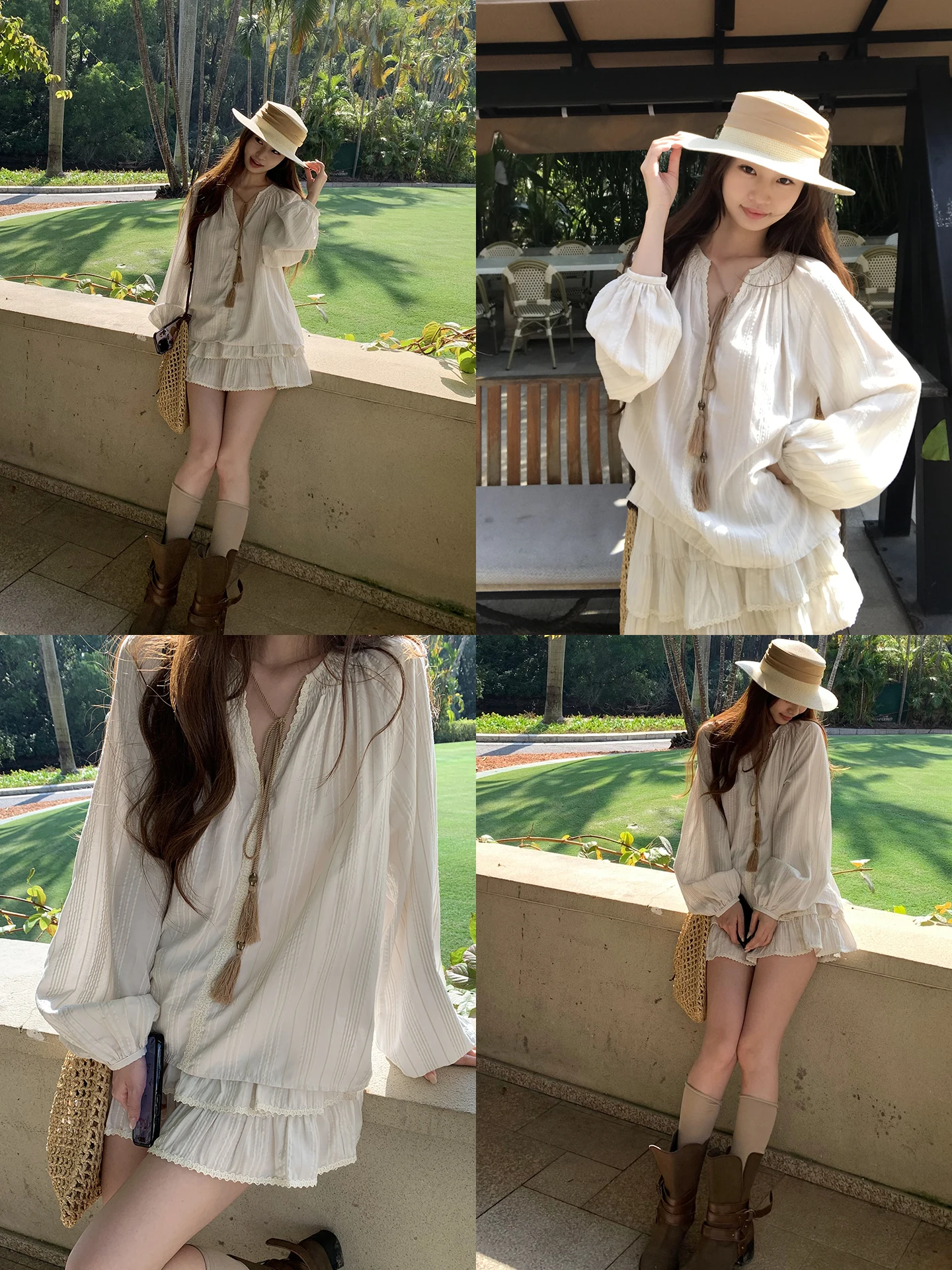 

Red Celebrity Shirt Women's Long Sleeve V-Neck Unique Beautiful Spring Fashion Top Straight Cut Bubble Sleeve Polyester Blend