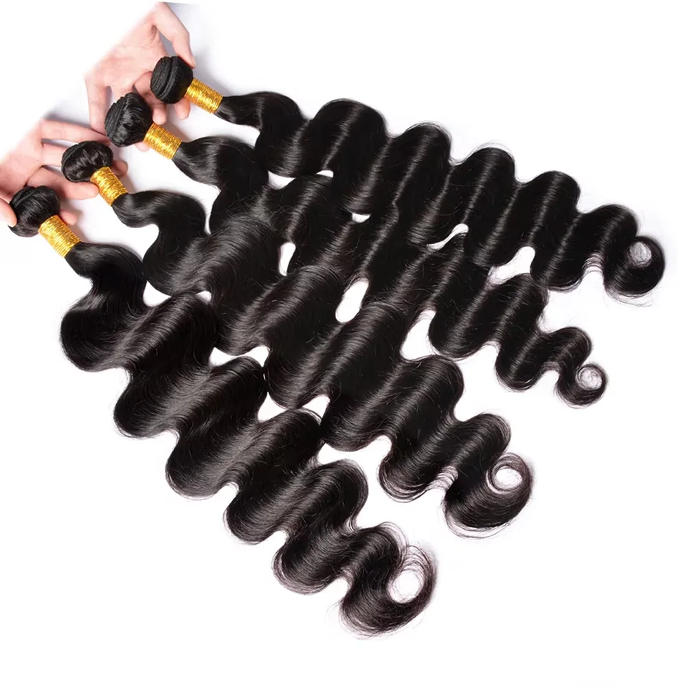 1/3/4 pçs 10-40 Polegada onda do corpo 100% extensões de cabelo humano natural preto pacotes tecer cabelo brasileiro pacotes para mulher