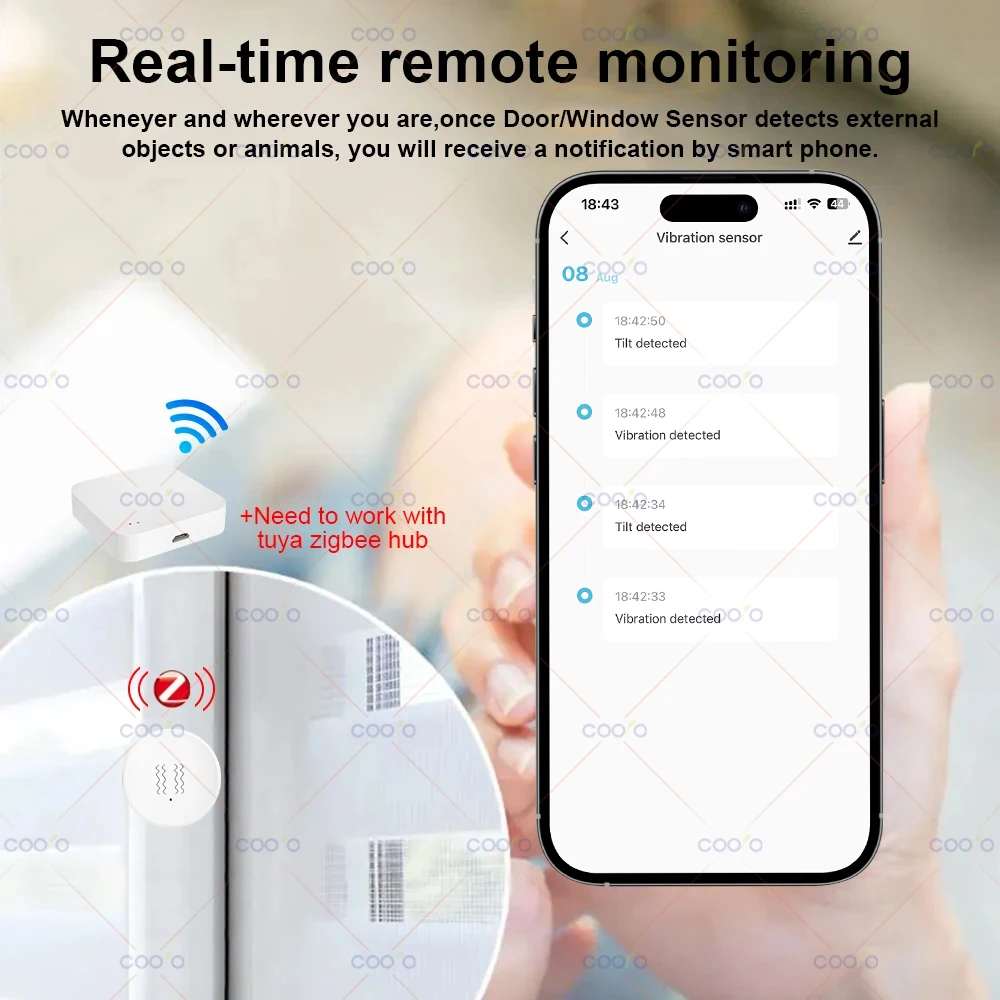 Tuya Zigbee Smart Trillingssensor Detectie Tilt XYZ-assensor SmartLife App-melding Real-Time Motion Shock Alarm Record