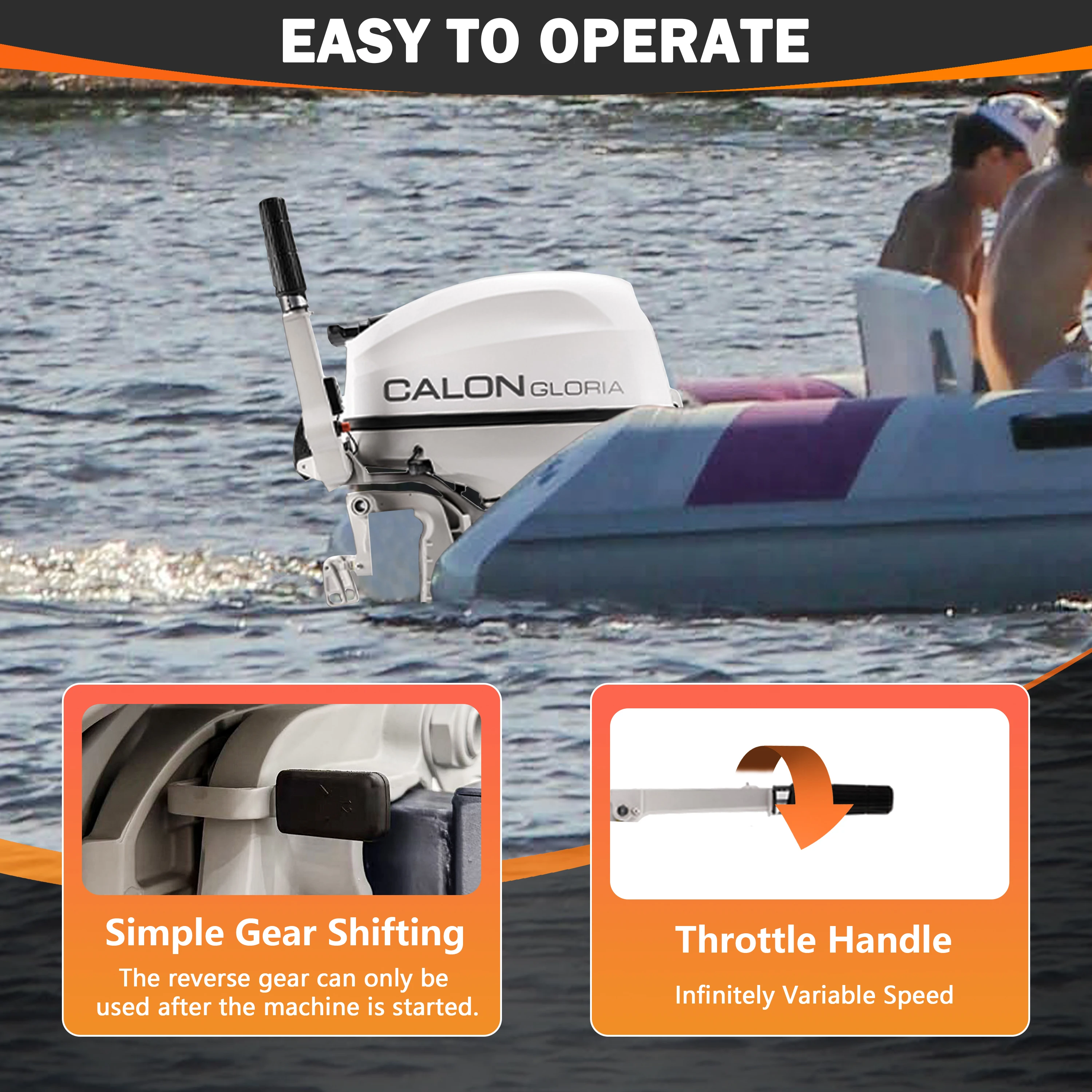 2 Stroke 15HP Calon Outboard Motor with Fuel Tank, 246cc Heavy Duty Long Shaft Fishing Boat Engine with Water Cooling System & C
