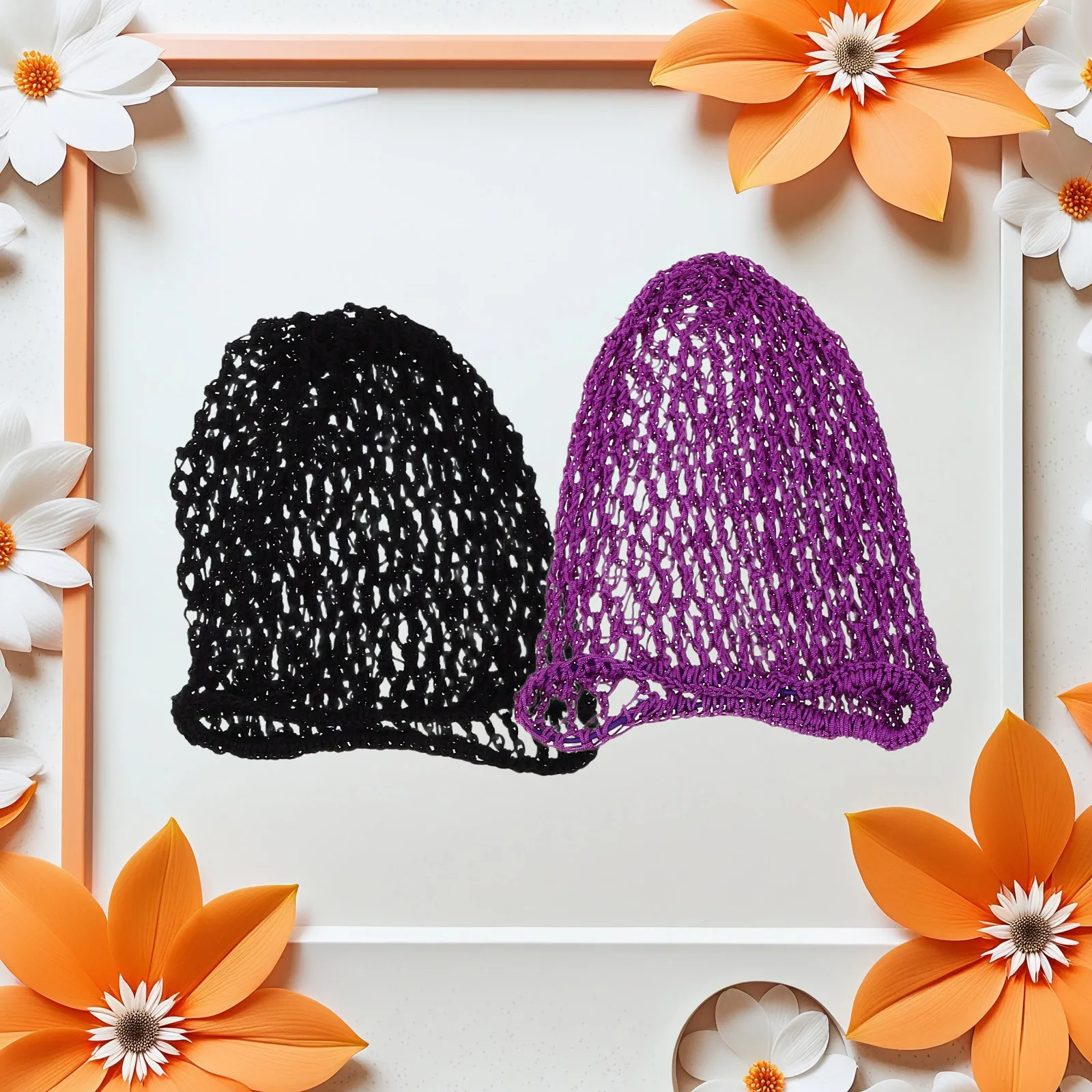 

3pcs Handmade Crochet Hair Nets Bun Covers Vintage Wrapping Cap Breathable Reusable Mesh for Long Sports Sleep Wear