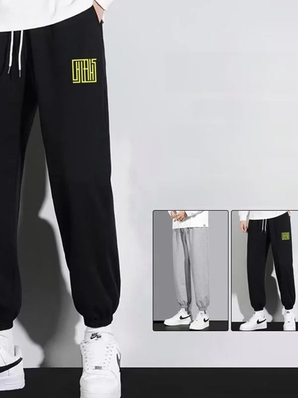 

Men's Fleece Lined Casual Pants Autumn Winter Fashionable Cuffed Thermal Leisure Trousers Low Waist Nine Points Polyester Fiber