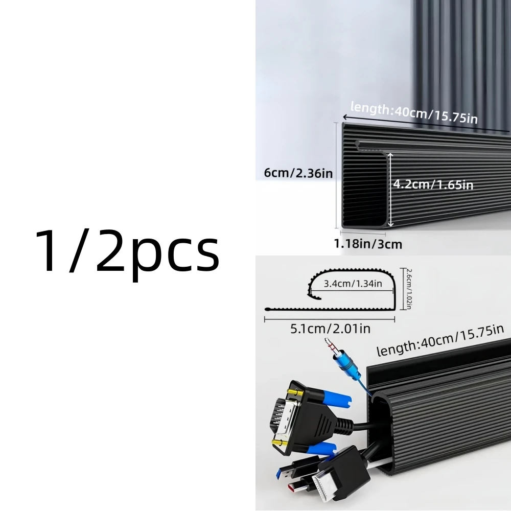 1/2PCS Undertable Cable Rack Anti-extrusion Floor Cord Cover Self-Adhesive Durable Extension Wiring Duct Cable Protector
