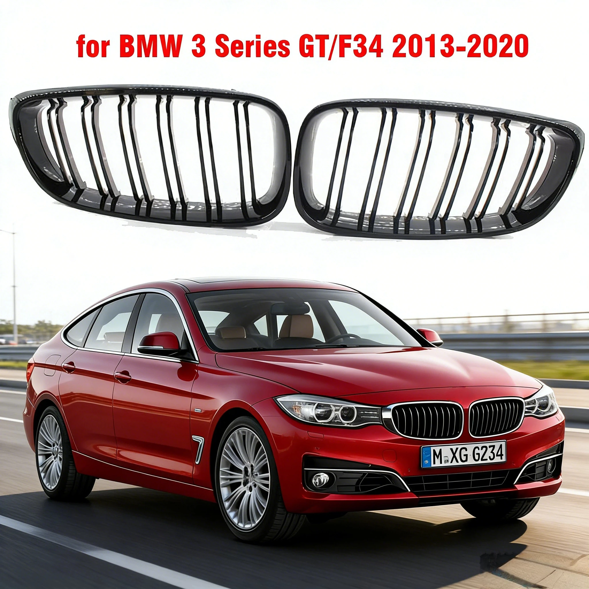 

Глянцевый черный передний бампер, решетки для почек для BMW 3 серии GT F34 2013-2020 320i 328i 335i XDrive Double Line M Style