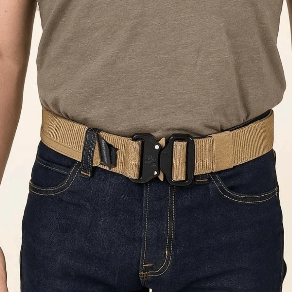 Cinturilla clásica ajustable 2 en 1 con hebilla de aleación de Color sólido para hombre, cinturón de nailon con textura, cinta mágica resistente ‌   Correa Cinturón Esquí