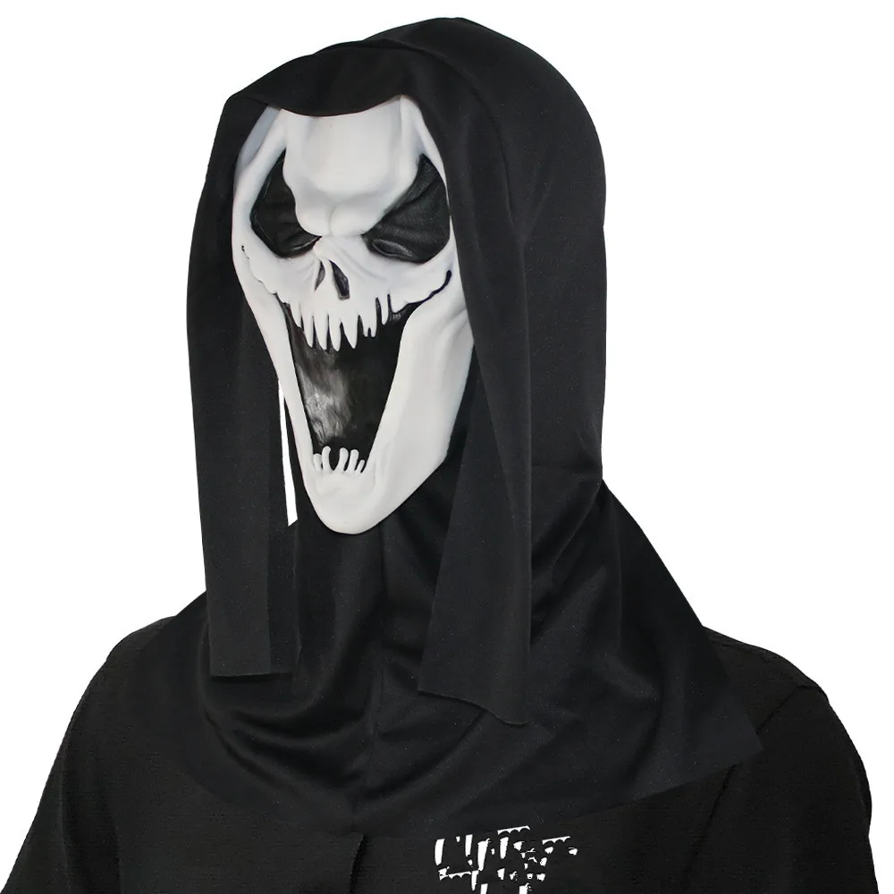 Halloween-Maske aus Latex, Gruselige Totenkopf-Masken, Kostüm-Accessoire, Horror-Gesichtsmaske, Böser Geist, Dämon für Party-Cosplay-Requisiten – Detail 2